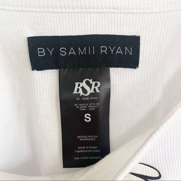 By Samii Ryan Daisy White Long Sleeve Crop Top Size Small - Picture 5 of 6